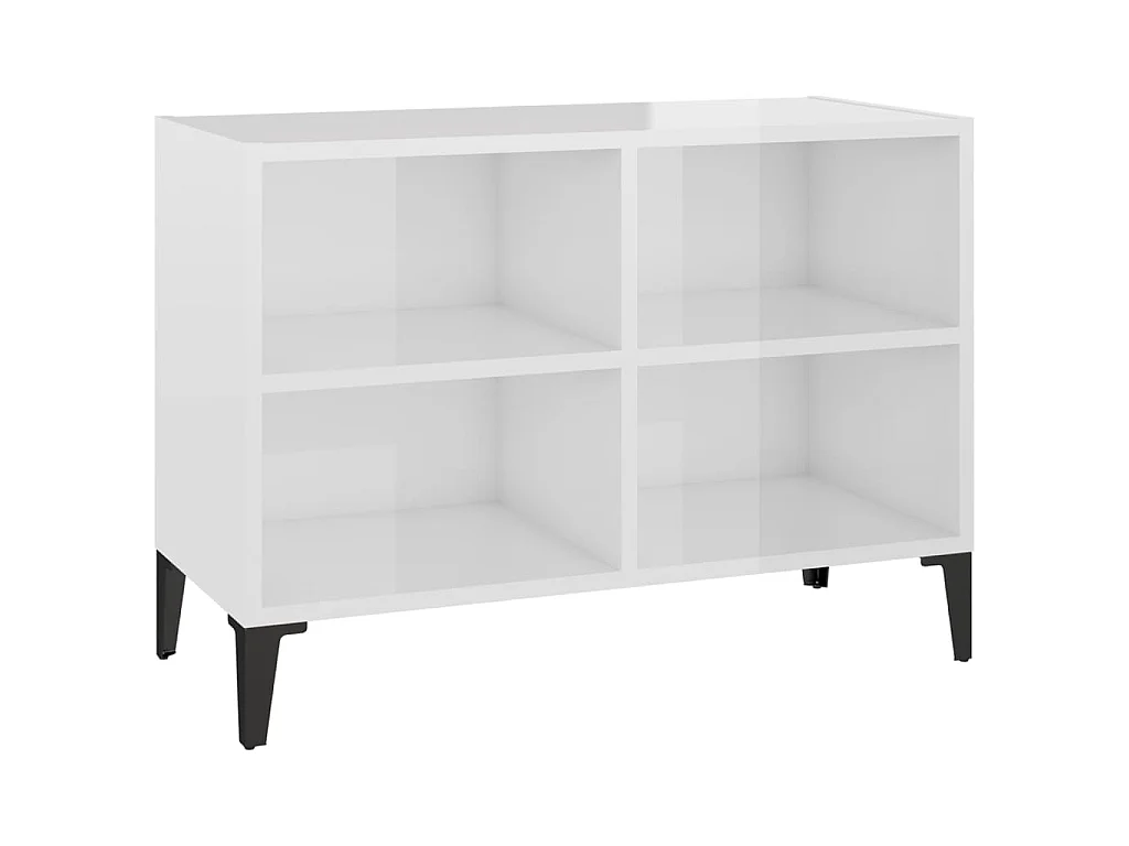 Meuble TV avec pieds en métal Blanc brillant 69,5x30x50 cm