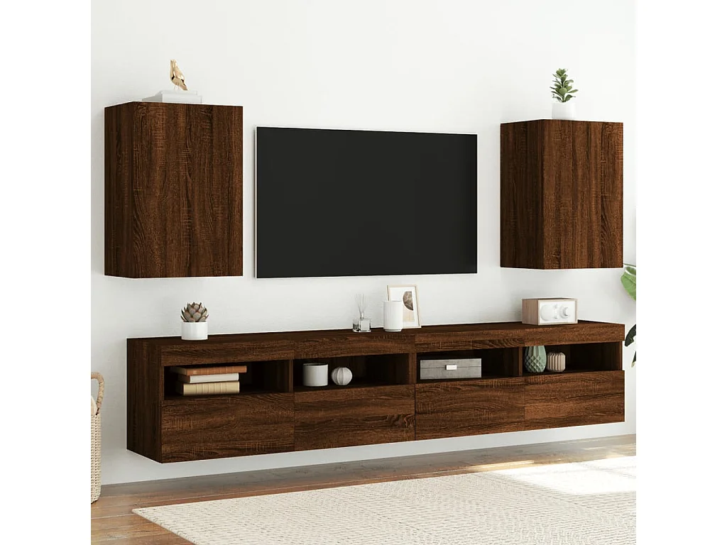 Tv-wandmeubels 2 st 40,5x30x60 cm bewerkt hout bruineikenkleur