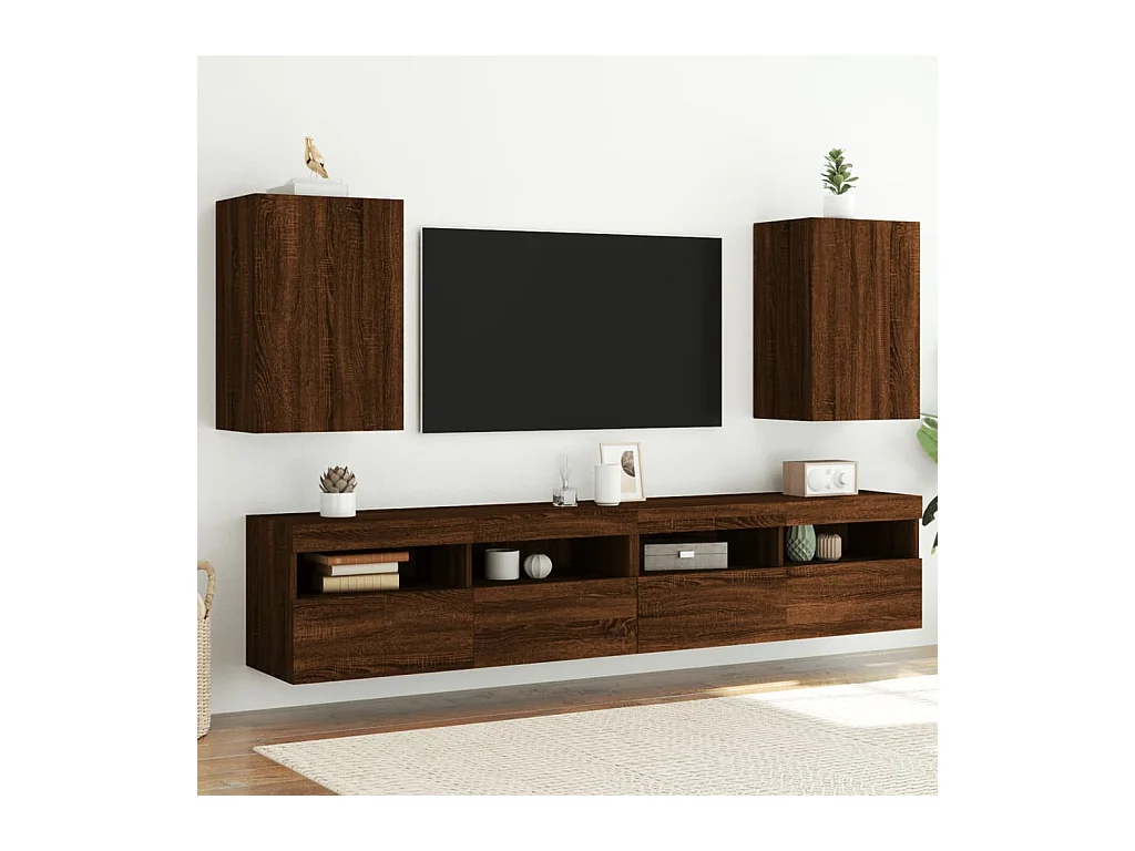 Meubles TV muraux 2 pcs chêne marron 40,5x30x60 cm