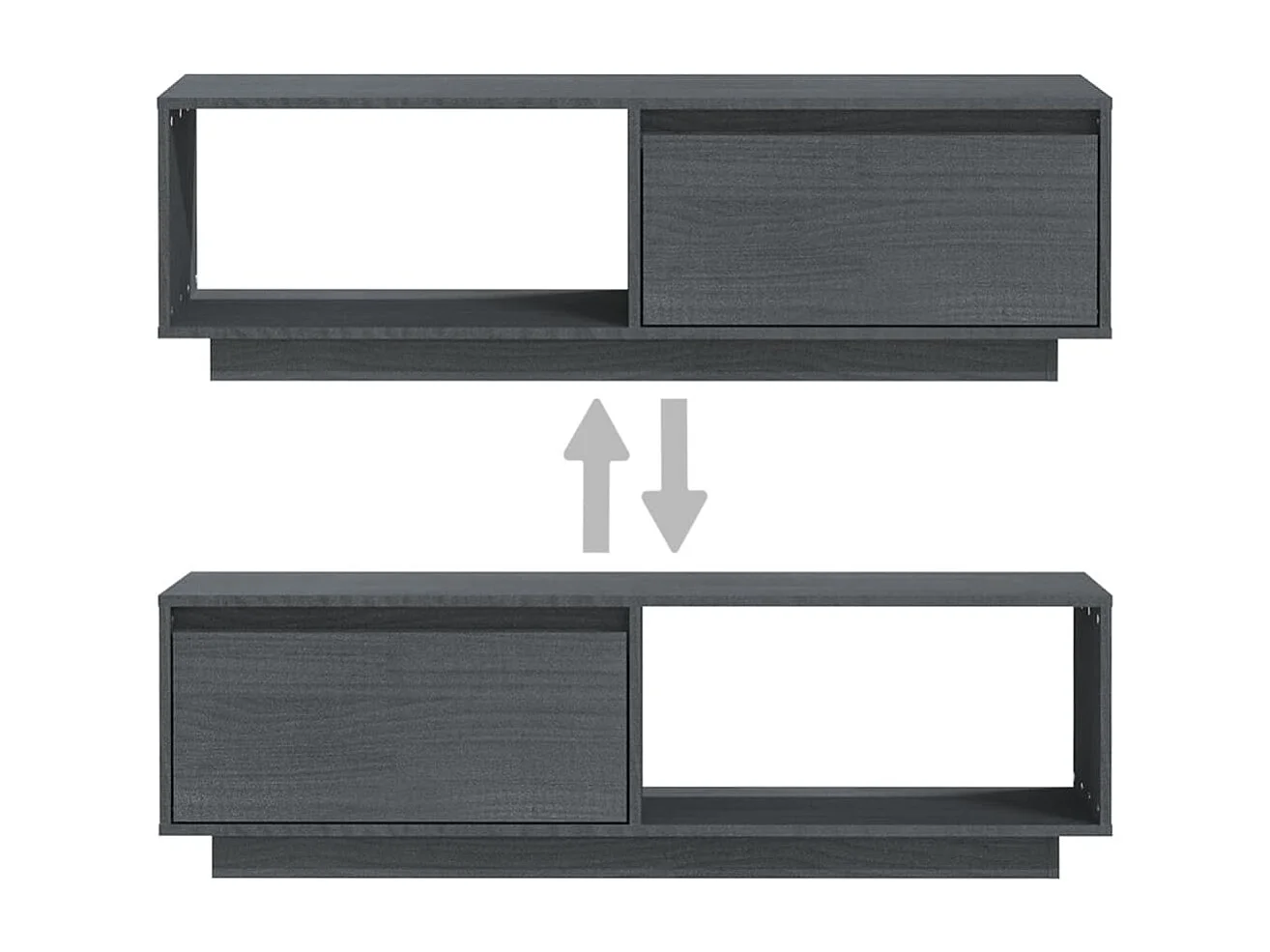 TV-Schrank Grau 110x30x33,5 cm Massivholz Kiefer