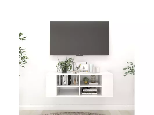 Kauf Unique TV-Wandschrank Hochglanz-Weiß 102x35x35 cm Holzwerkstoff