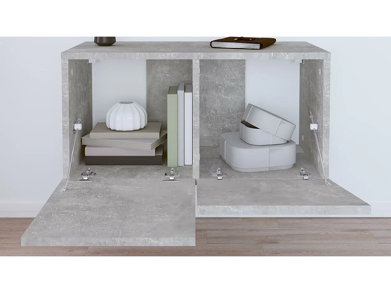 Meuble TV suspendu Gris béton 60x30x30 cm