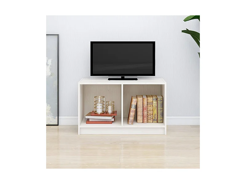Meuble TV Blanc 70x33x42 cm Bois de pin massif