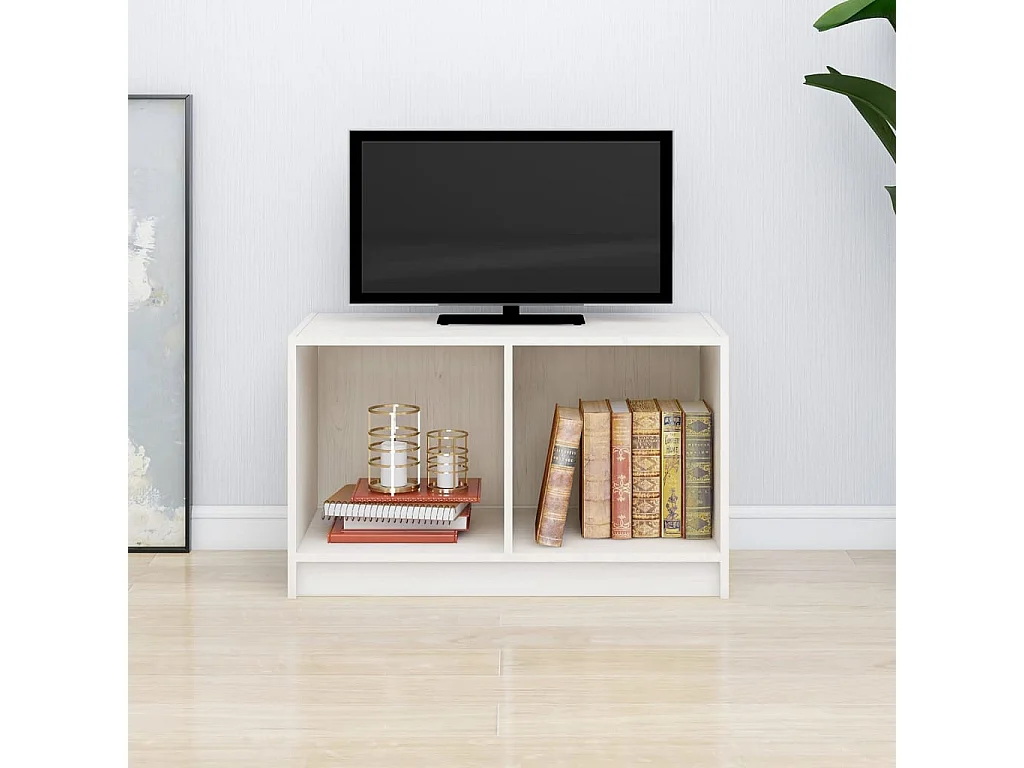 Meuble TV Blanc 70x33x42 cm Bois de pin massif