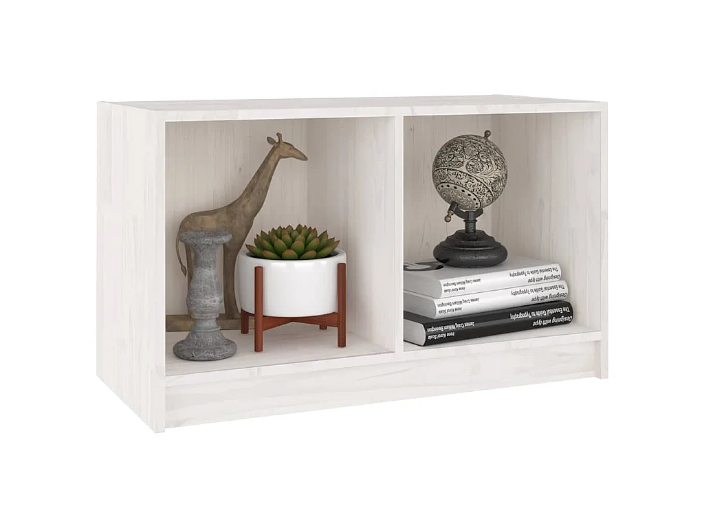 Meuble TV Blanc 70x33x42 cm Bois de pin massif