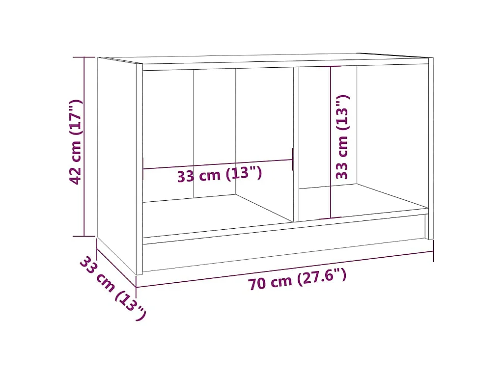 Meuble TV Blanc 70x33x42 cm Bois de pin massif