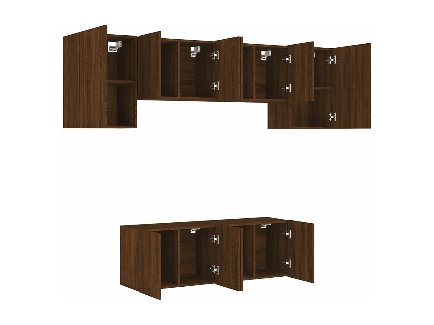 Unités murales TV 6 pcs chêne marron bois d'ingénierie