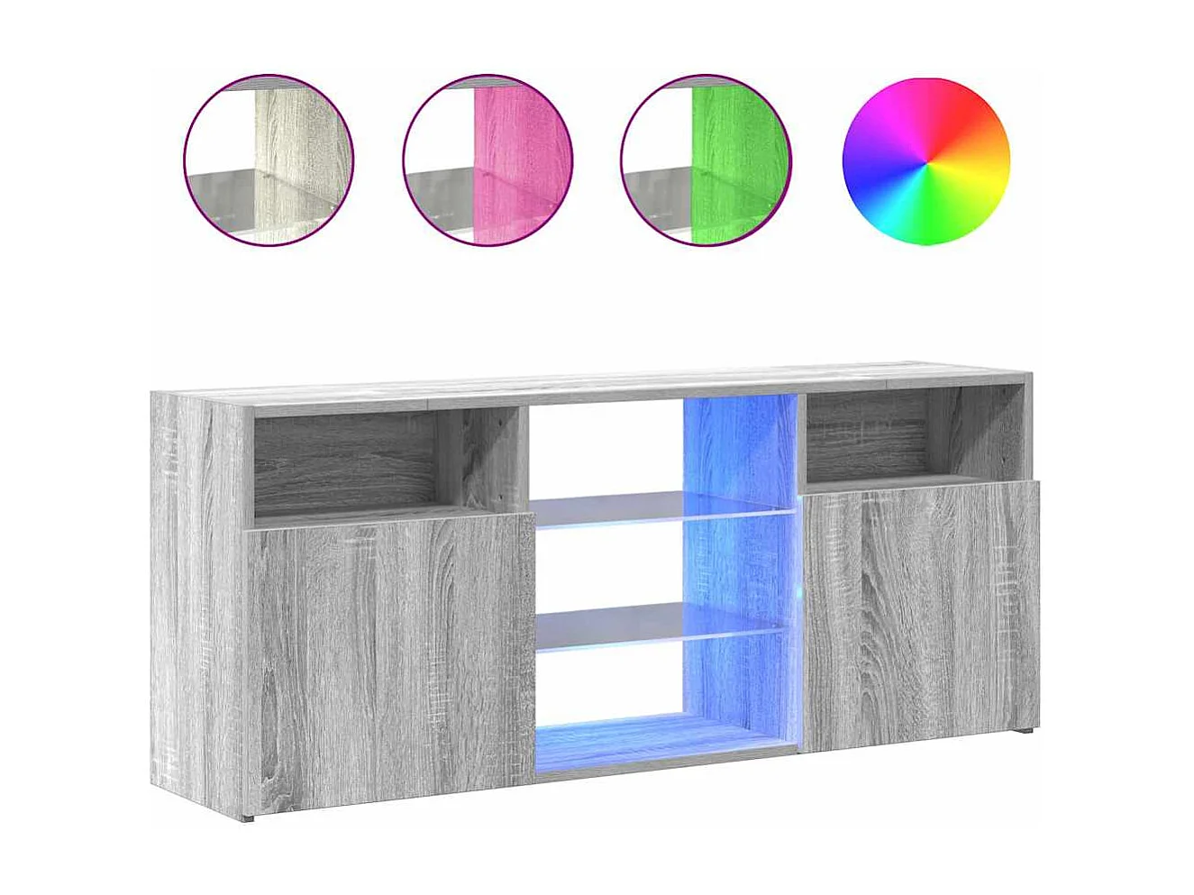 Meuble TV avec lumières LED Sonoma gris 120x30x50 cm