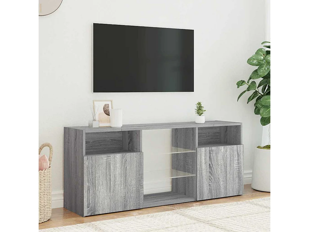 Meuble TV avec lumières LED Sonoma gris 120x30x50 cm