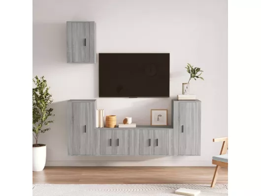 Kauf Unique 5-tlg. TV-Schrank-Set Grau Sonoma Holzwerkstoff