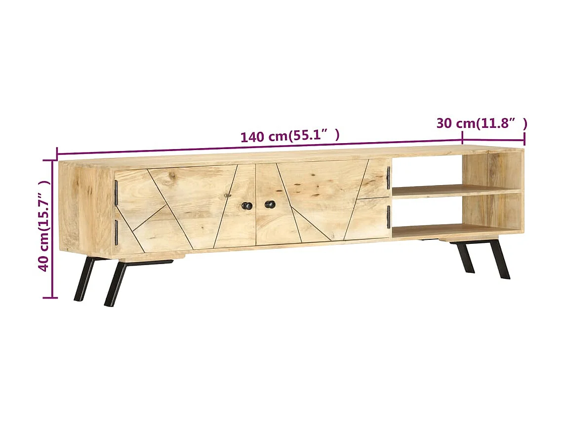 Tv-meubel 140x30x40 cm massief mangohout