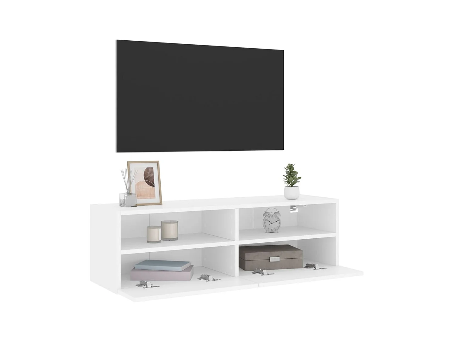 Meuble TV mural blanc 100x30x30 cm bois d'ingénierie
