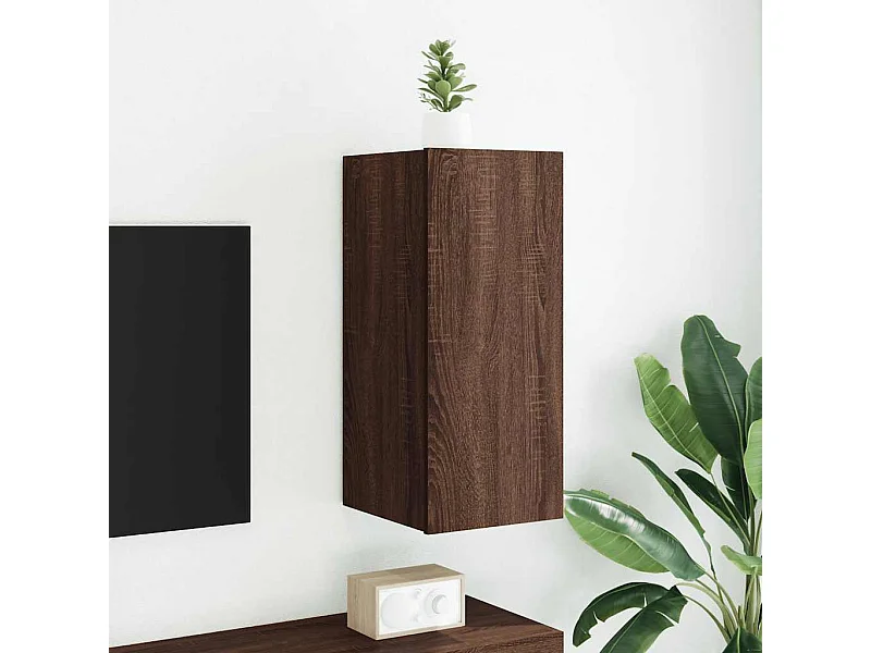 TV-Wandschrank mit LED-Leuchten Braun Eichen-Optik 30,5x35x70cm