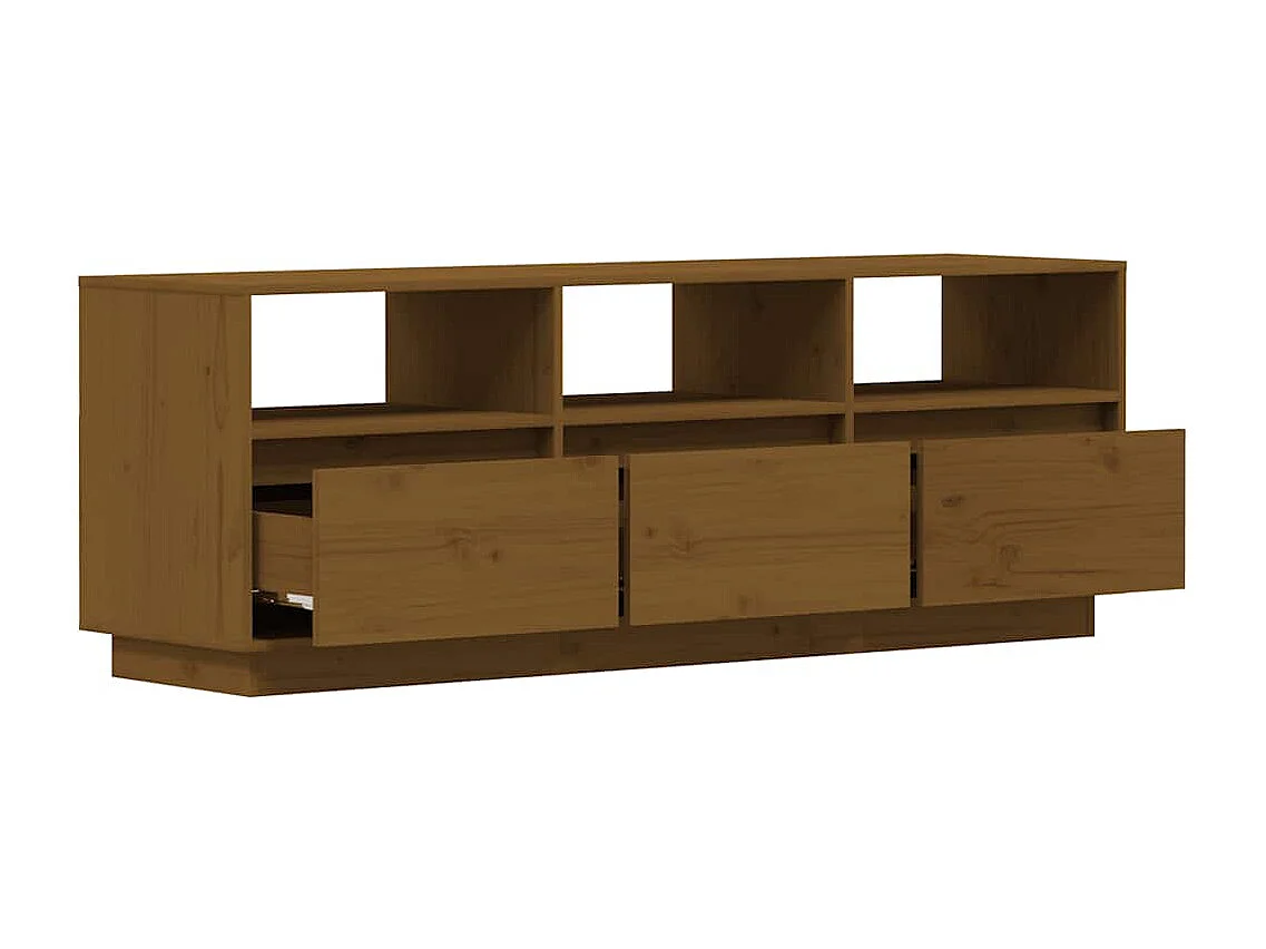 Móvel de TV 140x37x50 cm madeira de pinho maciça castanho mel