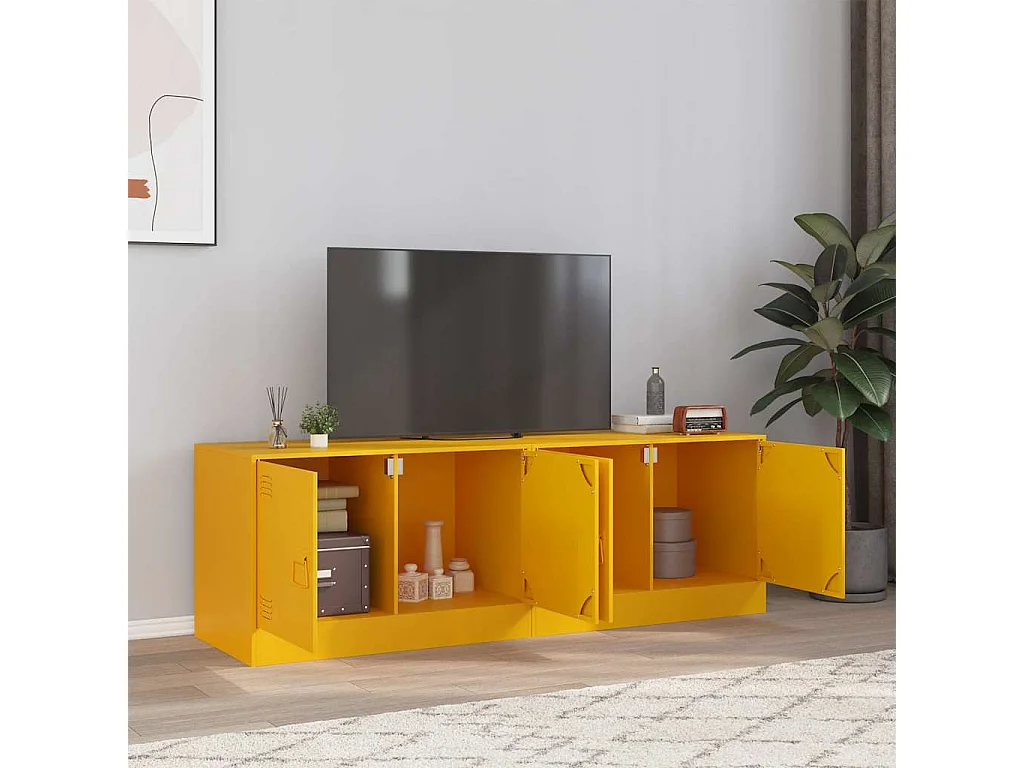 Muebles para TV 2 unidades acero amarillo mostaza 67x39x44 cm