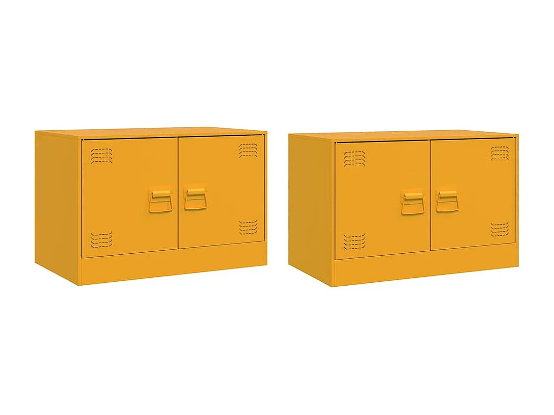 Meubles TV 2 pcs jaune moutarde 67x39x44 cm acier