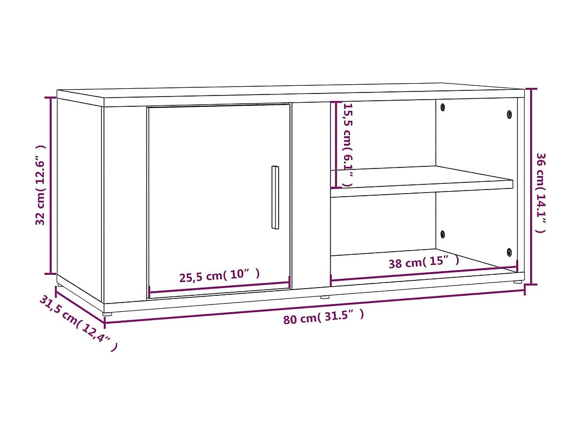 Mobile per TV Rovere Marrone 80x31,5x36 cm in Legno Multistrato