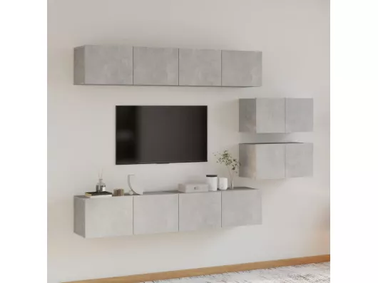 Kauf Unique 6-tlg. TV-Schrank-Set Betongrau Holzwerkstoff