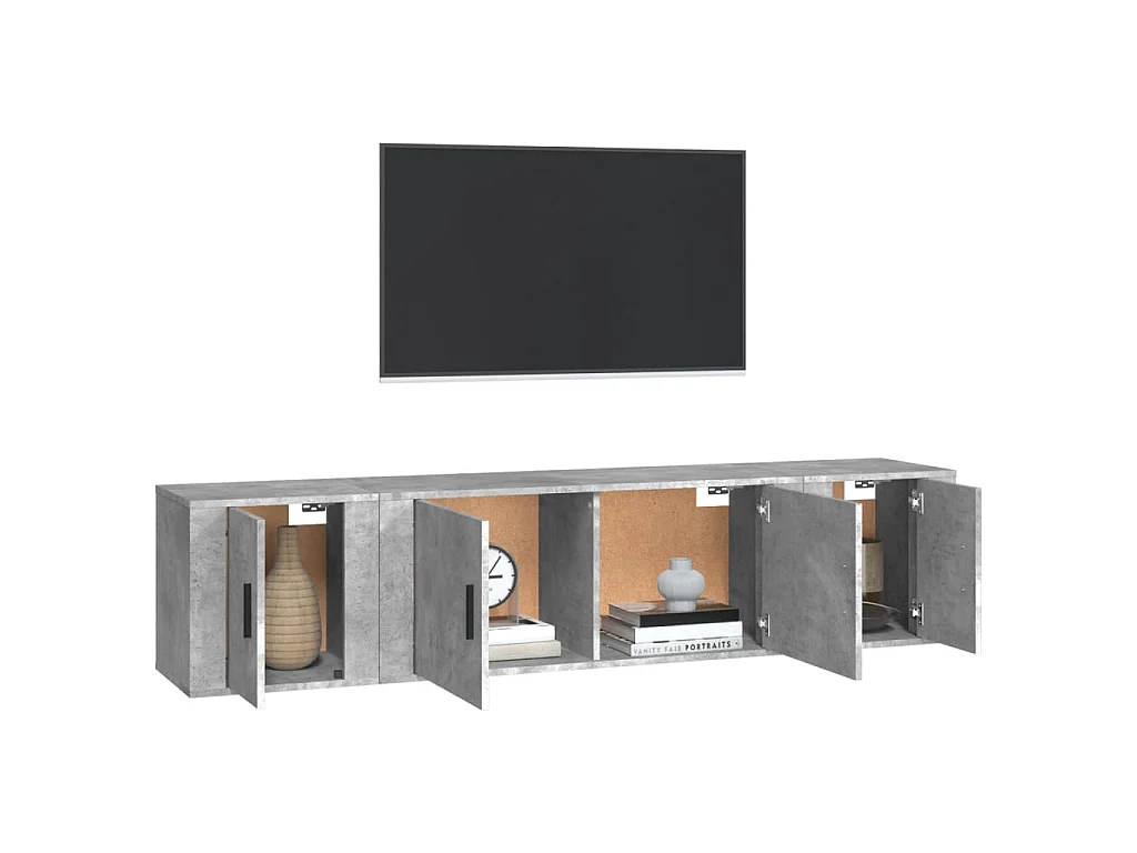 3-tlg. TV-Schrank-Set Betongrau Holzwerkstoff