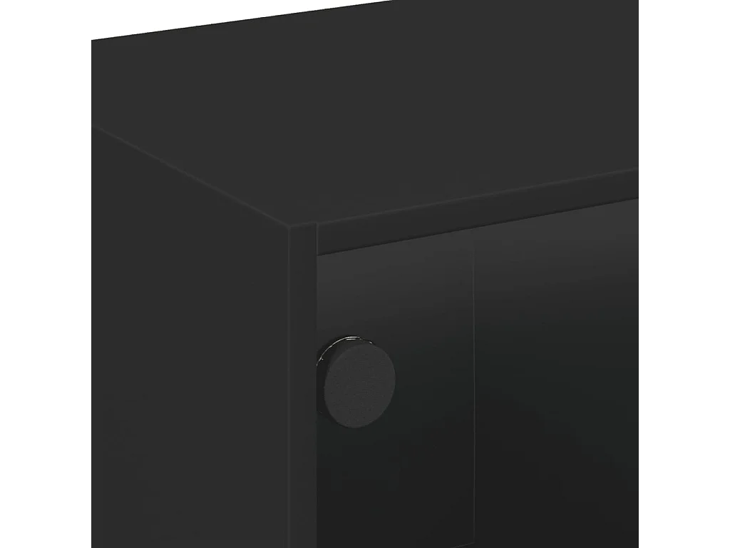 Móvel de TV c/ portas de vidro 102x37x42 cm preto