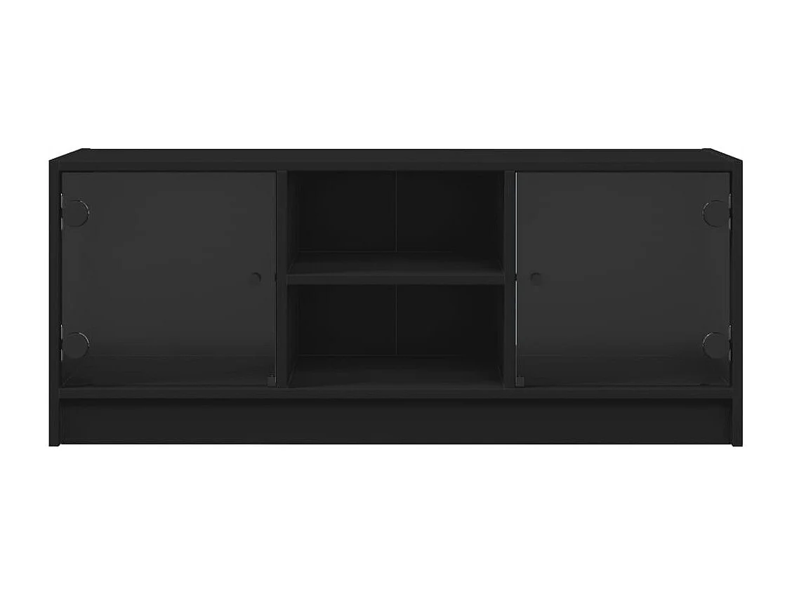 Meuble TV avec portes en verre noir 102x37x42 cm