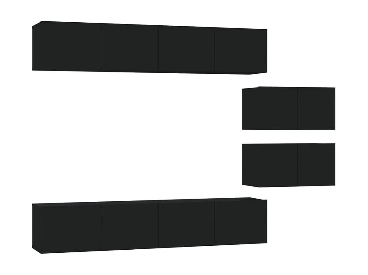 Ensemble de meubles TV 6 pcs Noir Bois d'ingénierie