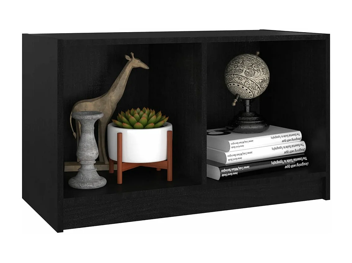 Mobile Porta TV Nero 70x33x42 cm in Legno Massello di Pino