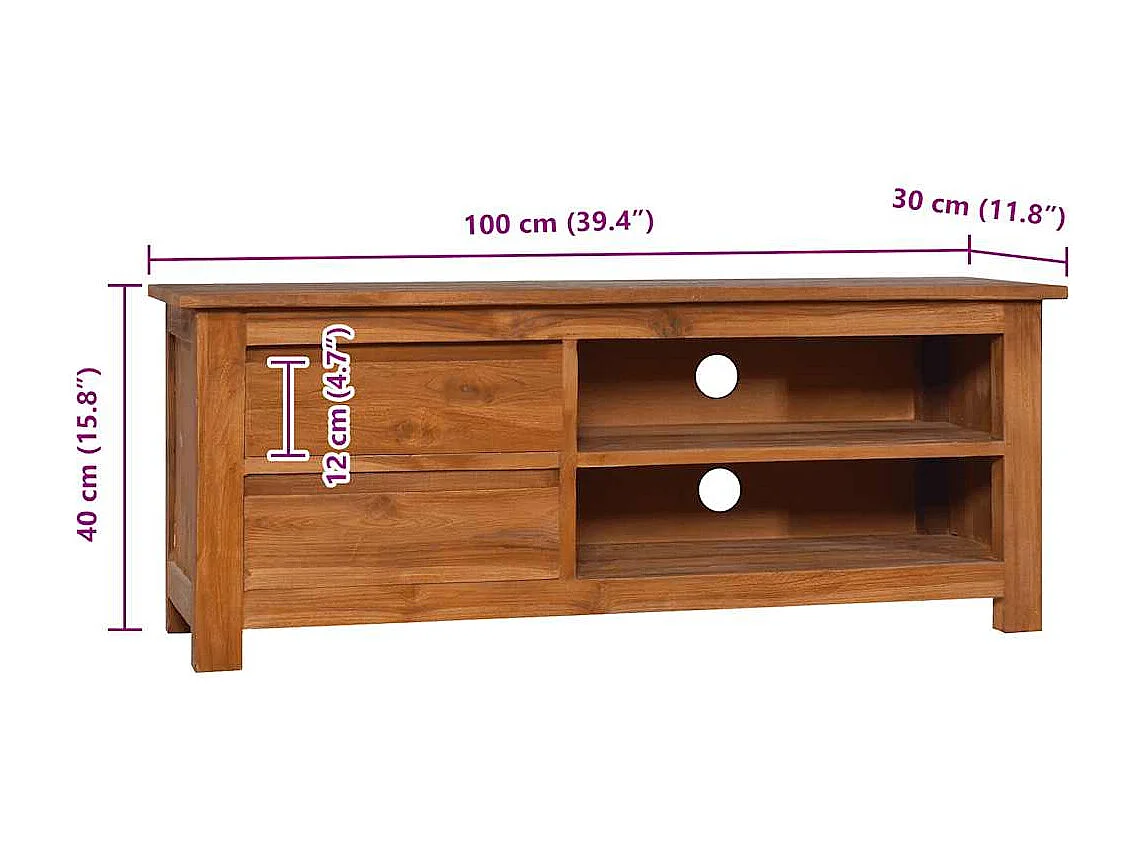 Tv-meubel 100x30x40 cm massief teakhout