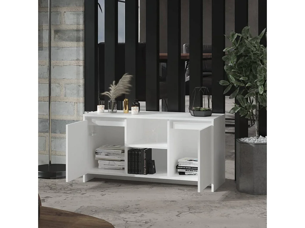 Meuble TV Blanc 102x37,5x52,5 cm Bois d'ingénierie