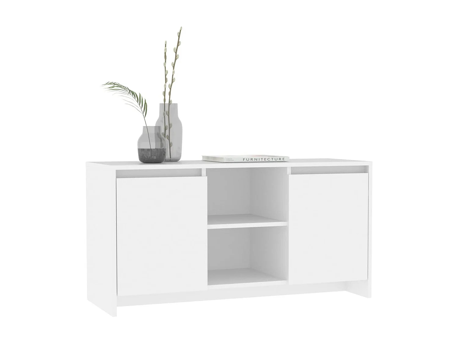 Meuble TV Blanc 102x37,5x52,5 cm Bois d'ingénierie