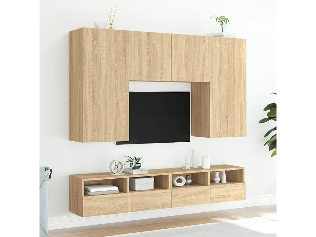 Meubles TV muraux 2pcs chêne sonoma 100x30x30cm bois ingénierie