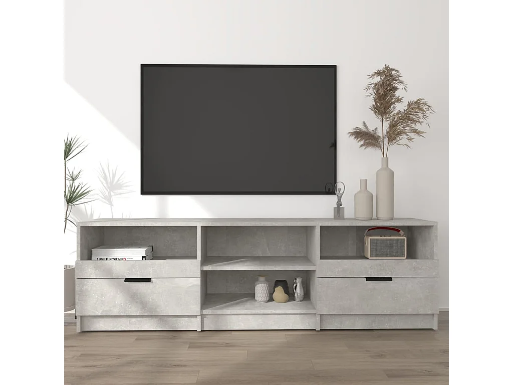 TV-Schrank Betongrau 150x33,5x45 cm Holzwerkstoff