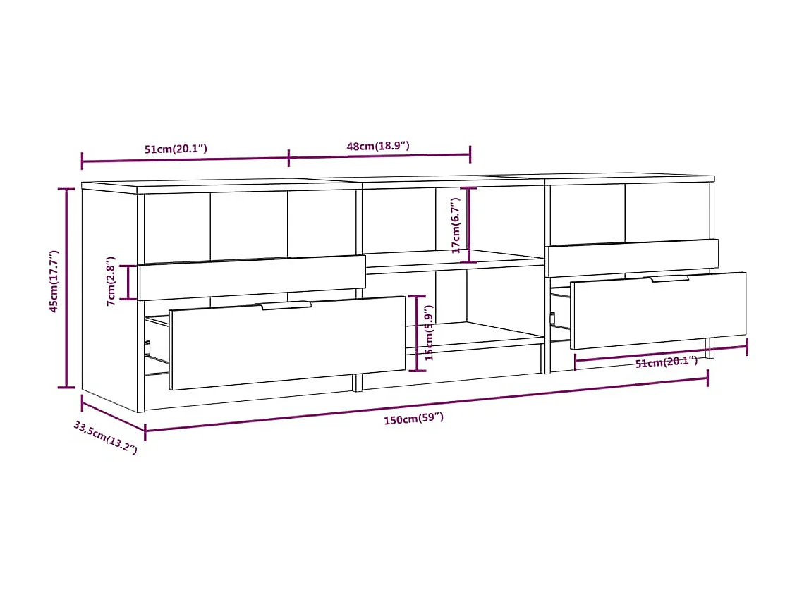 TV-Schrank Betongrau 150x33,5x45 cm Holzwerkstoff
