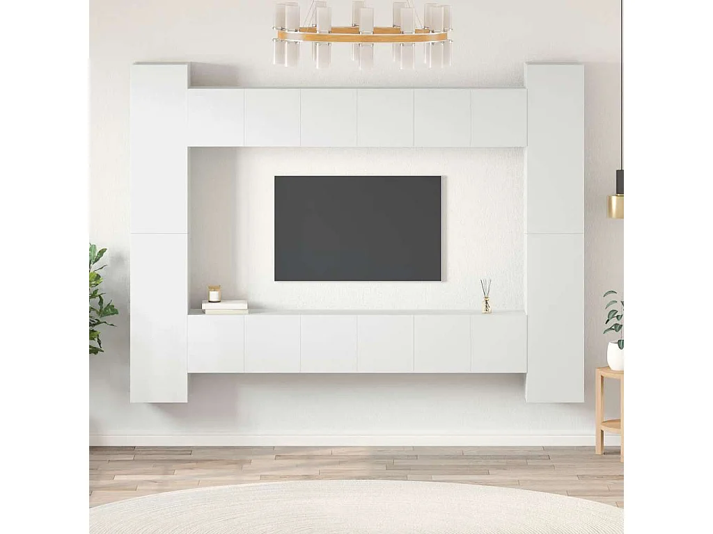 Ensemble de meubles TV 10 pcs Blanc Bois d'ingénierie