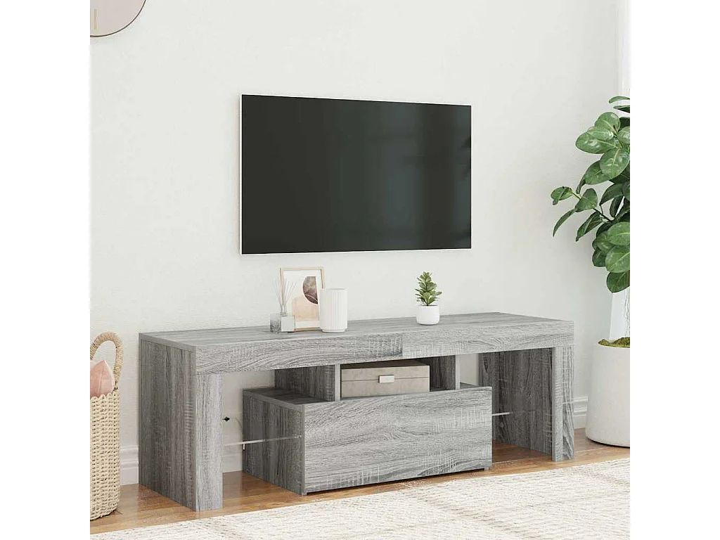 TV-Schrank mit LED-Leuchten Grau Sonoma 120x35x40 cm