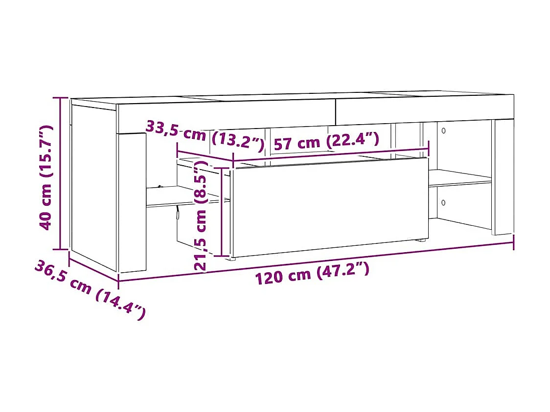 TV-Schrank mit LED-Leuchten Grau Sonoma 120x35x40 cm