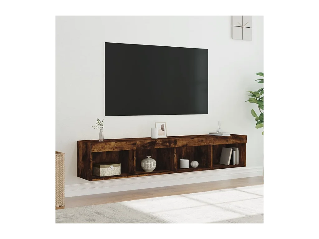 Meubles TV avec lumières LED 2 pcs chêne fumé 80x30x30 cm