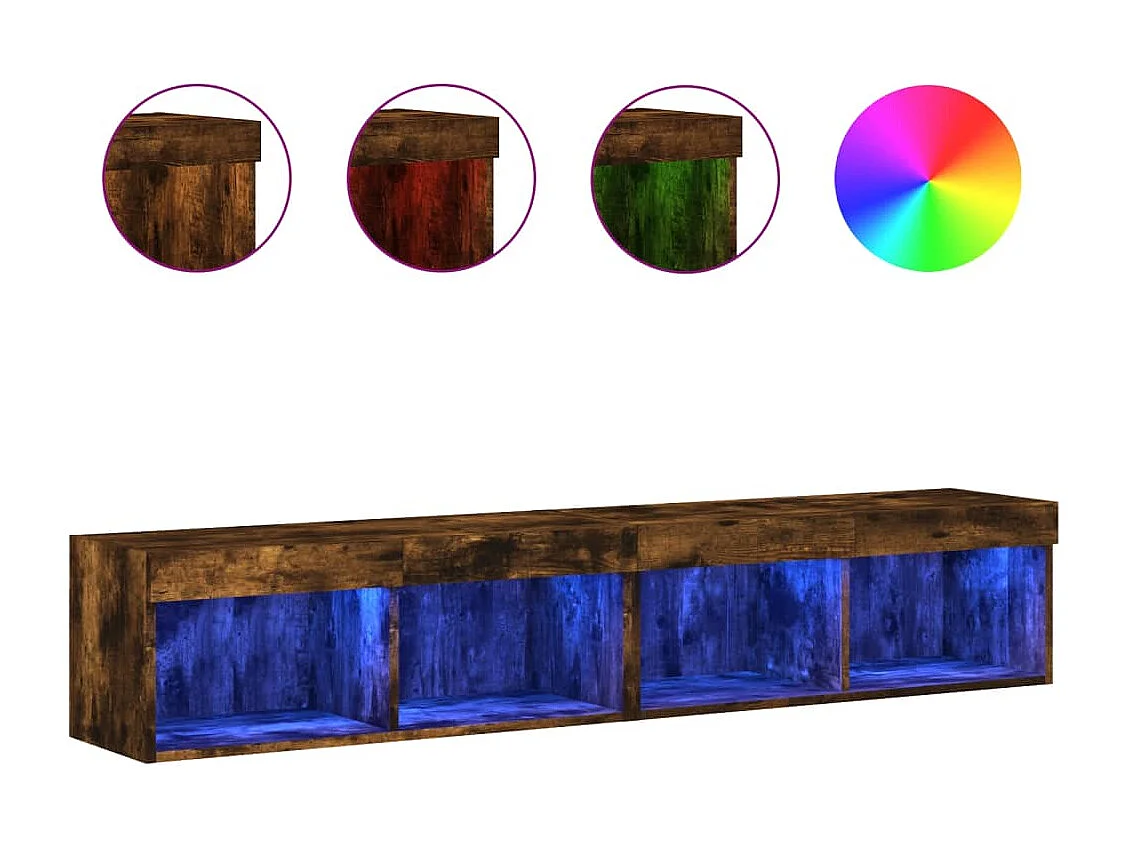 Meubles TV avec lumières LED 2 pcs chêne fumé 80x30x30 cm