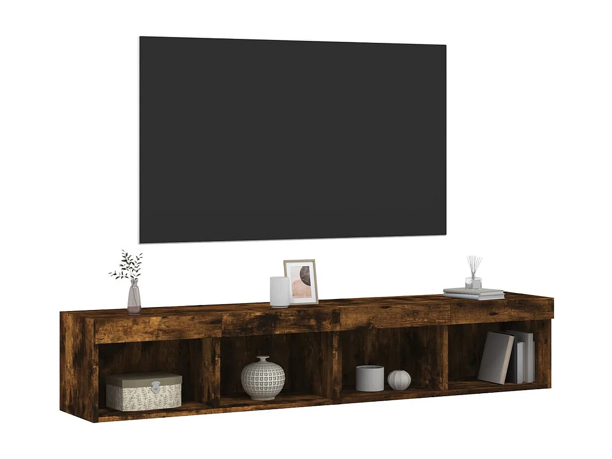 Meubles TV avec lumières LED 2 pcs chêne fumé 80x30x30 cm