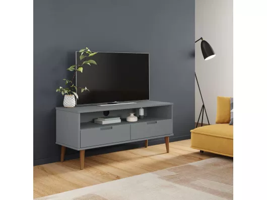 Kauf Unique TV-Schrank MOLDE Grau 106x40x49 cm Massivholz Kiefer