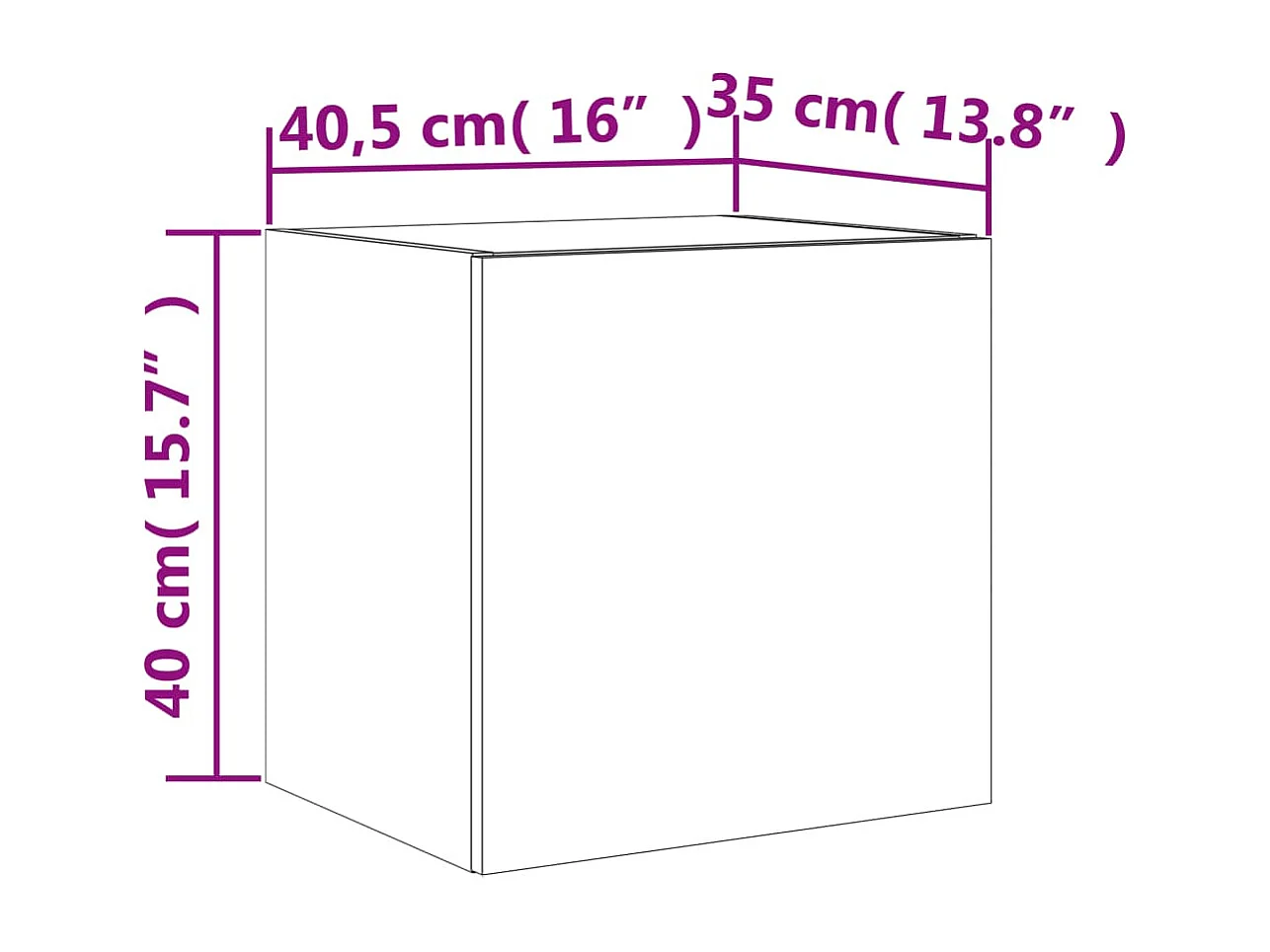 Mueble de TV de pared con luces LED gris hormigón 40,5x35x40 cm