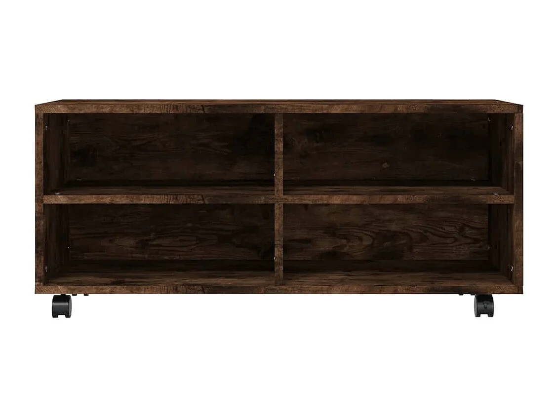 Mobile TV con Ruote Rovere Fumo 90x35x35cm in Legno Multistrato