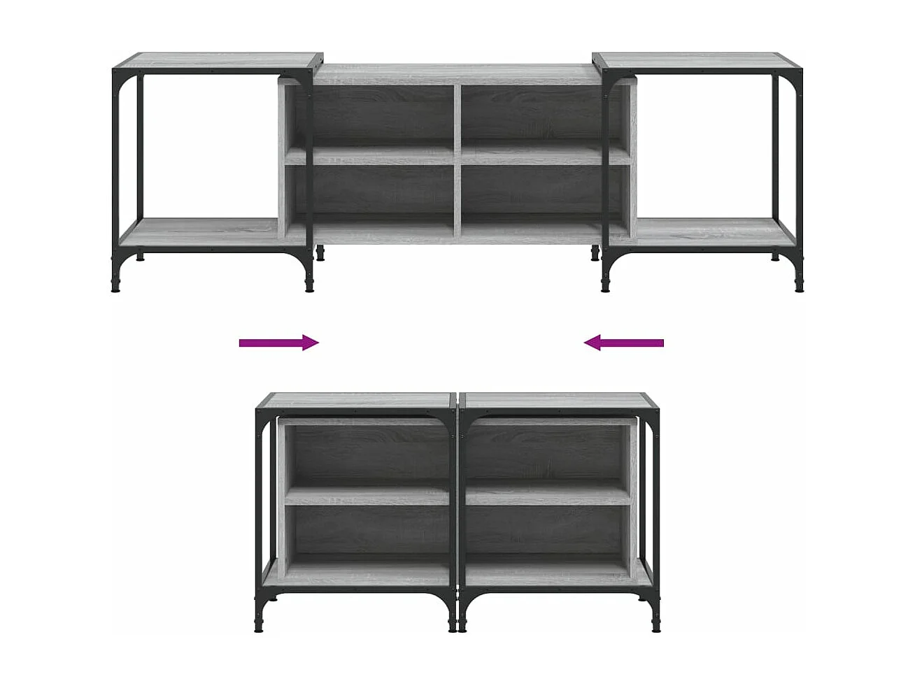 Meuble TV sonoma gris 153x37x50 cm bois d'ingénierie