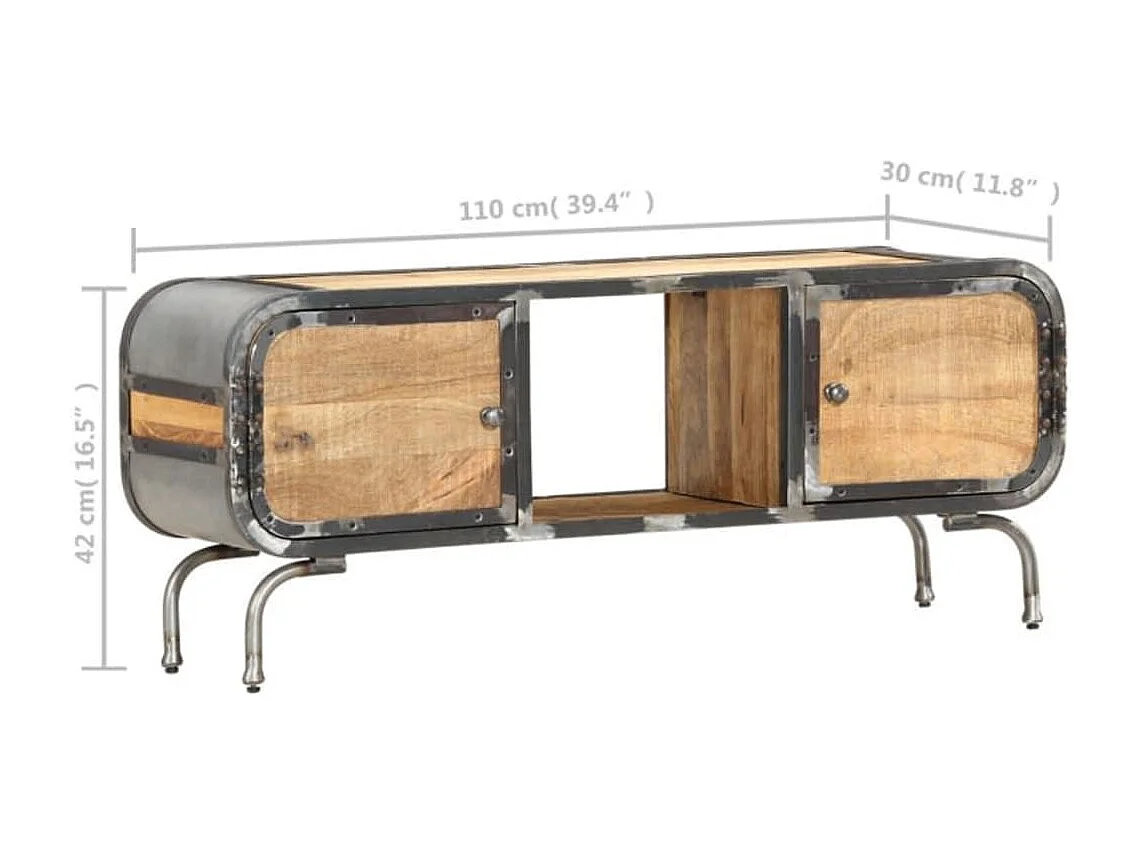 Mobile Porta TV 110x30x42 cm in Legno Massello di Mango