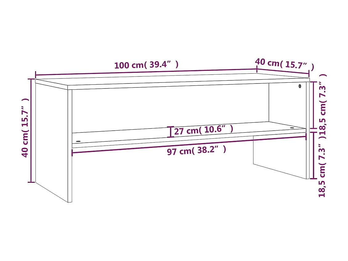 Mueble para TV madera contrachapada negro100x40x40 cm