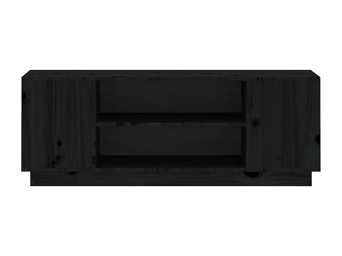Mobile Porta TV Nera 110x35x40,5 cm in Legno Massello di Pino