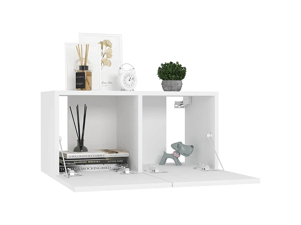 Meubles TV suspendus 3 pcs Blanc 60x30x30 cm