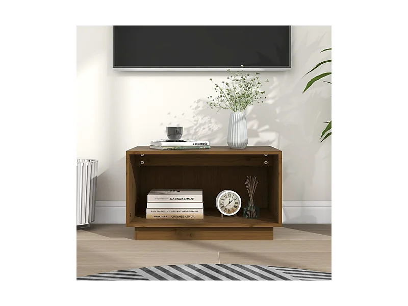 Meuble TV Marron miel 60x35x35 cm Bois de pin massif