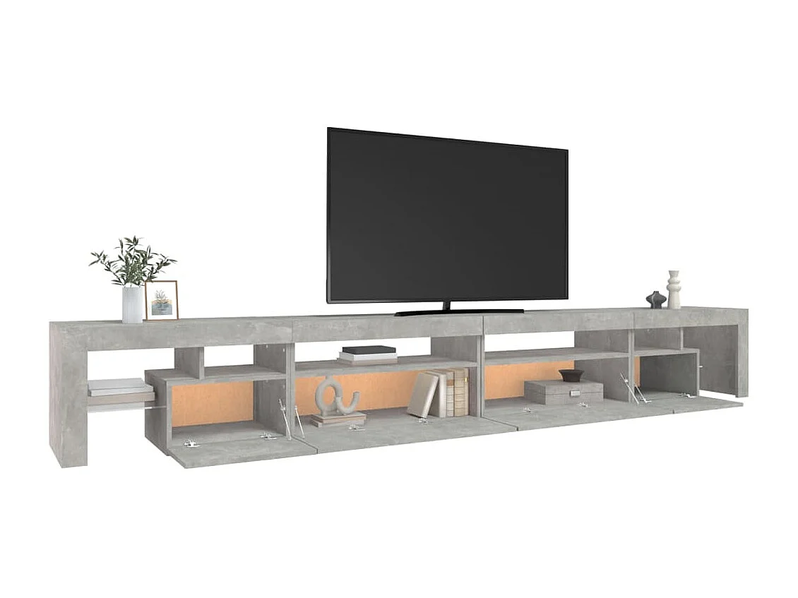 TV-Schrank mit LED-Leuchten Betongrau 290x36,5x40 cm