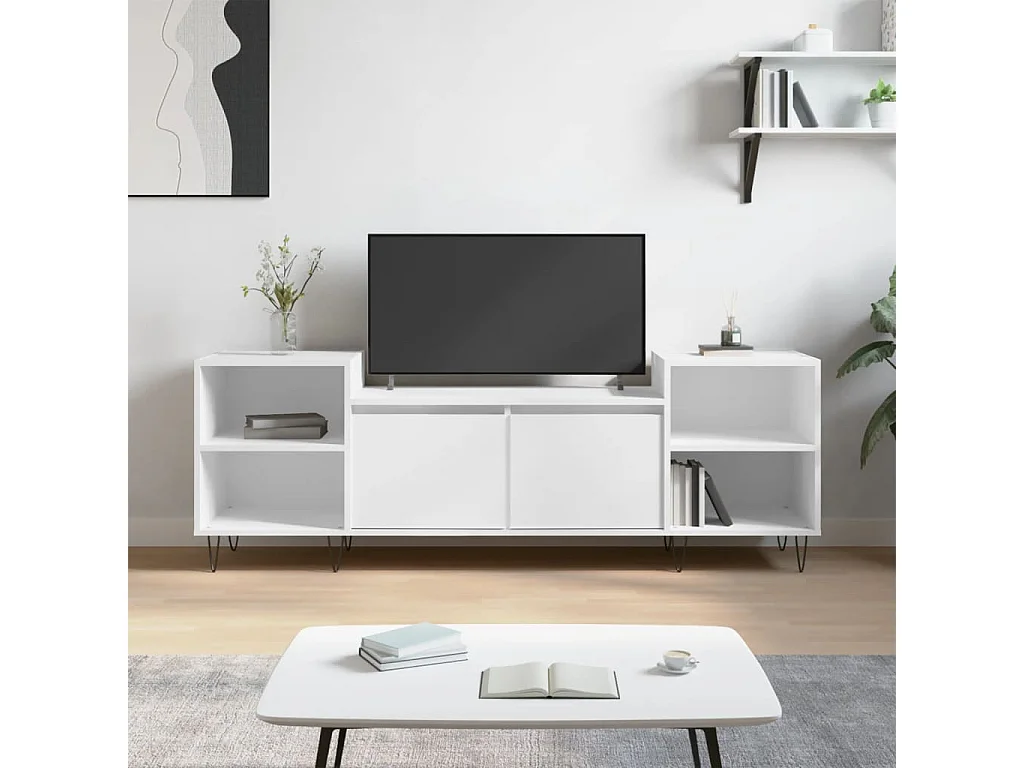 Meuble TV Blanc 160x35x55 cm Bois d'ingénierie